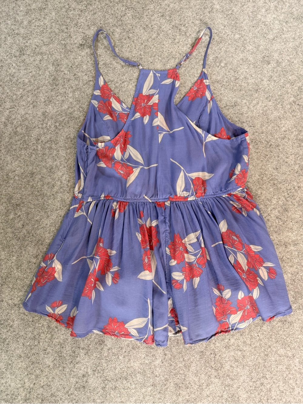 Express Purple Floral Babydoll Tank Top Medium Sleeveless Racerback Peplum - Picture 6 of 8